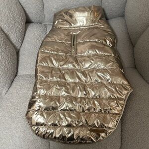 Metallic Gold Puffer Dog Jacket (14”)